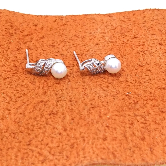 Jewelry - 10 kt. Pearl & Diamond earrings.